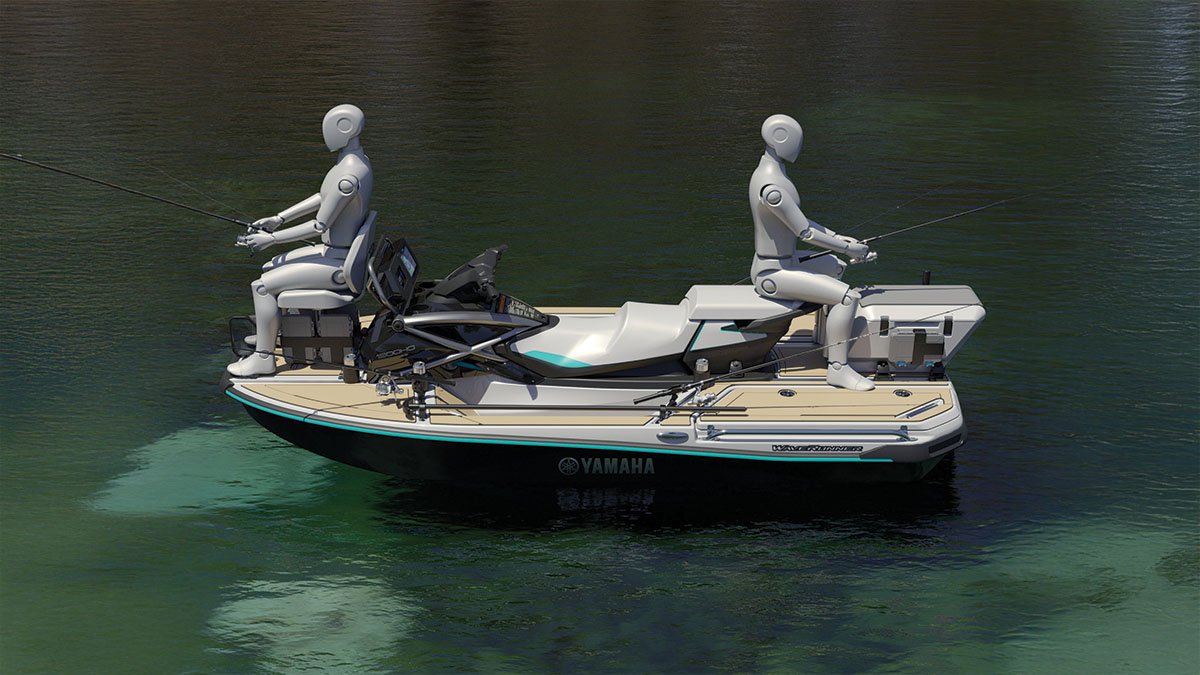 Yamaha Crosswave Fishing Rendering Marine Design by ROBRADY Two people fish atop yamaha crosswave in a rendering model by ROBRADY
